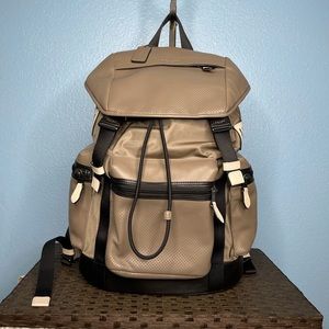 Coach Gray Leather Backpack Mens